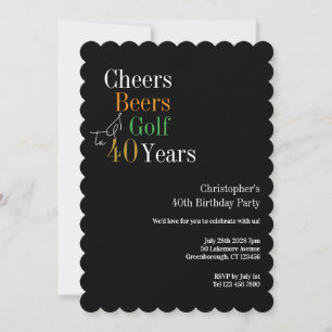 40. Geburtstags-Golf Cheers Beers Party Einladung