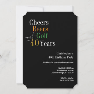 40. Geburtstags-Golf Cheers Beers Party Einladung
