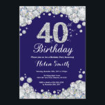 40. Geburtstags-Marine-Blau und Silber-Diamant Einladung<br><div class="desc">40. Geburtstags-Einladung. Marine-Blau und Silber-diamante de imitación-Diamant. Eleganter Geburtstags-heftiger Schlag laden ein. Erwachsener Geburtstag. Frauen-Geburtstag. Mann-Geburtstag. Für weitere Kundenbezogenheit klicken Sie bitte "besonders anfertigen es" Knopf und benutzen unser Entwurfswerkzeug,  um diese Schablone zu ändern.</div>