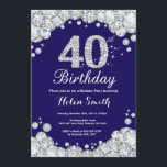 40. Geburtstags-Marine-Blau und Silber-Diamant Einladung<br><div class="desc">40. Geburtstags-Einladung. Marine-Blau und Silber-diamante de imitación-Diamant. Eleganter Geburtstags-heftiger Schlag laden ein. Erwachsener Geburtstag. Frauen-Geburtstag. Mann-Geburtstag. Für weitere Kundenbezogenheit klicken Sie bitte "besonders anfertigen es" Knopf und benutzen unser Entwurfswerkzeug,  um diese Schablone zu ändern.</div>