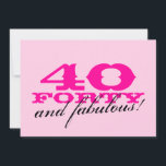 40. Geburtstags-Party Einladungen für Frauen<br><div class="desc">40. Geburtstags-Party Einladungen für Frauen Rosa 40 und fabelhaftes! Entwurf. Girlie Entwurf für die Frau mit vierzig Jährigen. Fortieth Party lädt ein.</div>