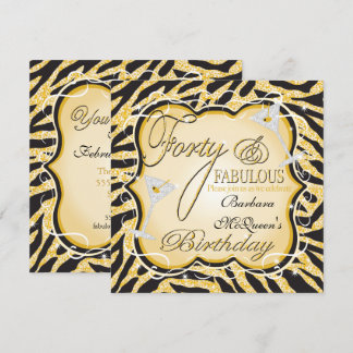 40. Geburtstags-Party Einladungen in Gold-Sequin