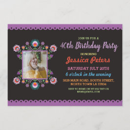 40. Geburtstags-Party Floral Fiesta Mexikanisches  Einladung