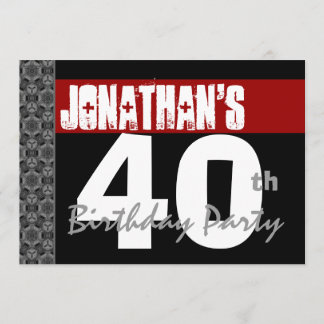 40. Geburtstags-Party-Schwarz-weißes Muster und Einladung