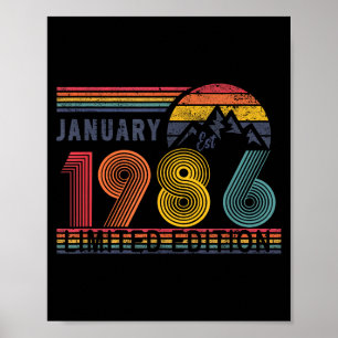 40. Geburtstags-Retro-Shirt, 1986 Swea-Geschenk Ja Poster
