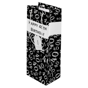 40. Geburtstags-schwarzes/weißes Zahl-Muster (W) Geschenktüte Für Weinflaschen