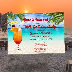 40. Geburtstags-Sommer-Cocktail-Strandparty Einladung