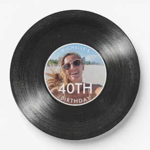 40. Geburtstags-Vinyl-Schallplatten-Foto-Papier Pappteller