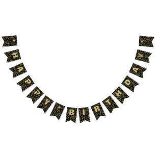 40. Geburtstags-Zahl-Muster-Gold und Schwarzes Wimpelkette