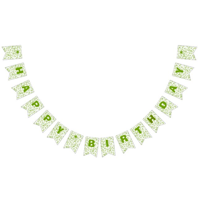 40. Geburtstags-Zahl-Muster-Grün und Weiß Wimpelkette (Alle)