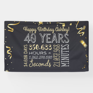 40. Geburtstagsbanner - 40 Jahre in Stunden & Seku Banner