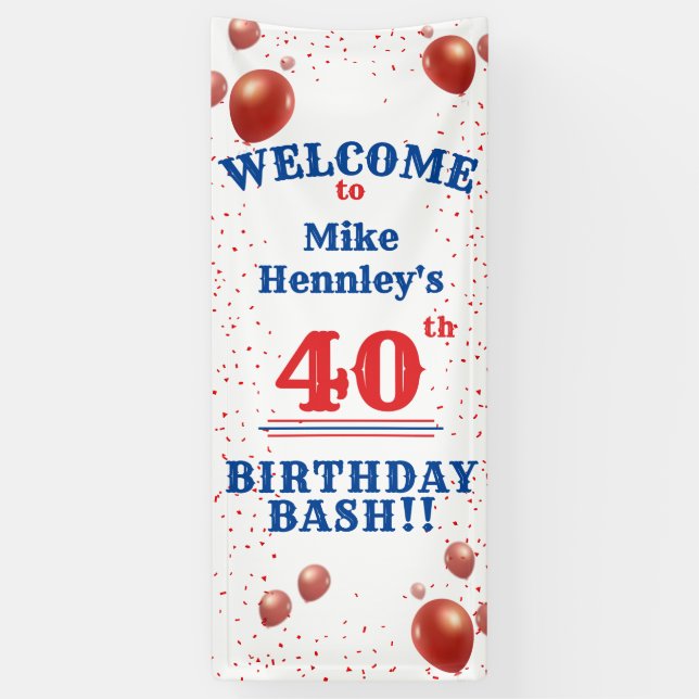 40. Geburtstagsbash - Party - Willkommen Banner (Vertikal)