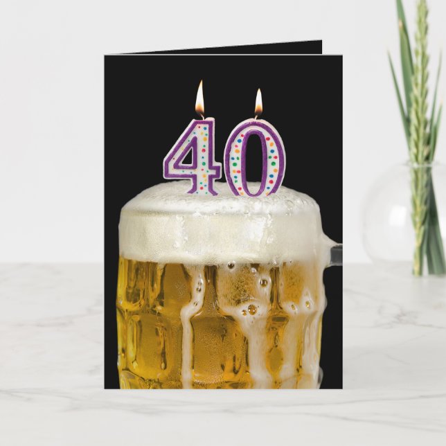 40. Geburtstagsbier auf schwarz Karte (Vorderseite)