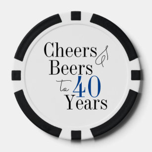 40. Geburtstagsbiere und Backen Typografie-Party Pokerchips