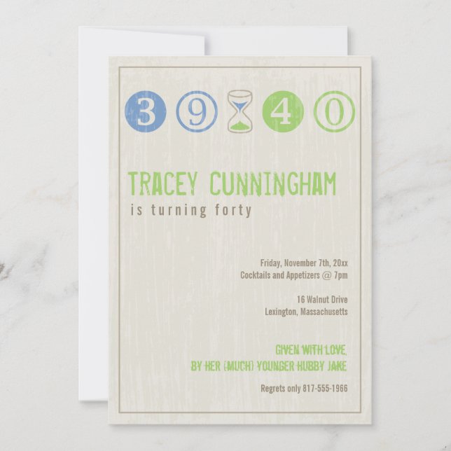 40. Geburtstagseinladung - Anpassen Einladung (Vorderseite)