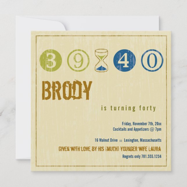 40. Geburtstagseinladung - Anpassen Einladung (Vorderseite)