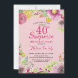 40. Geburtstagseinladung für Frauen Einladung<br><div class="desc">Überraschen Floral 40. Geburtstag Einladung für Frauen. Aquarellblume,  rosa Hintergrund. 16. 18. 21. 30. 40. 50. 60. 70. 80. 90. 100. Jedes Alter. Für weitere Anpassungen klicken Sie bitte auf die Schaltfläche "Anpassen" und verwenden Sie unser Designwerkzeug,  um diese Vorlage zu ändern.</div>