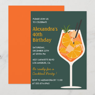 40. Geburtstagseinladungen Cocktail Elegant Modern Einladung