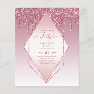 40. Geburtstagseinladungen SIE Mädchen Glamour Gli Flyer