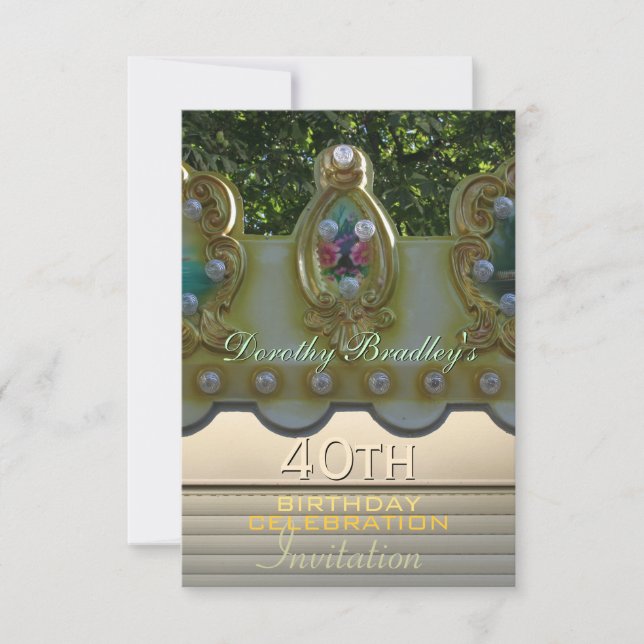 40. Geburtstagsfeier Carousel Custom Invite Einladung (Vorderseite)