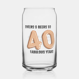 40. Geburtstagsfeier Faux 3D Gold Ballon Schrift Dosenglas