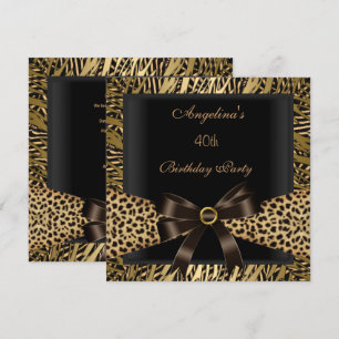 40. Geburtstagsfeier Gold Leopard Braun Schwarz Einladung