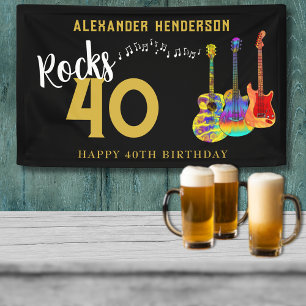 40. Geburtstagsfeier Name Gitarren Musik Rocks 40 Banner