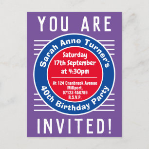 40. Geburtstagsfeier Party Einladung