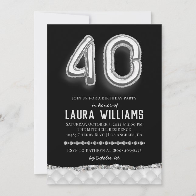 40. Geburtstagsfeier Party Einladung (Vorderseite)