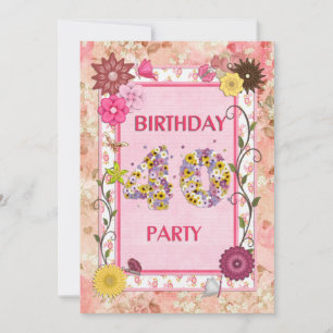 40. Geburtstagsfeier Party Einladung mit Blumenrah