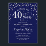40. Geburtstagsfeier Party Einladung - Silver Navy<br><div class="desc">40. Geburtstagsfeier Party Einladung. Elegantes Design mit Imitaten Glitzer Silber und Marineblau. Feiert bis 40 Jahre! Nachricht,  wenn Sie weitere Anpassungen benötigen.</div>