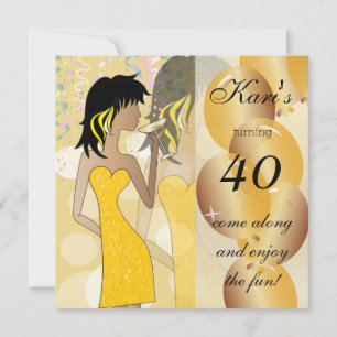 40. Geburtstagsfeier Party in goldenem Gelb Einladung