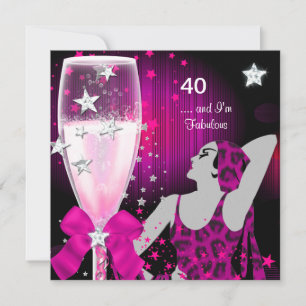 40. Geburtstagsfeier Retro-Diva Fantastisch Pink Einladung