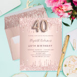40. Geburtstagsfeier Rose Goldrot - Einladung Flyer<br><div class="desc">Bitte beachten Sie, dass diese Einladung auf Flyer Papier und sehr dünn ist. Umschläge sind nicht enthalten. Für dickere Einladungen (das gleiche Design) besuchen Sie bitte unseren Shop Eine moderne, stilvolle und glamouröse Einladung für ein 40. Geburtstag Party. Ein Imitat Rose gold metallische Hintergrund mit einem eleganten Imitat Rose Gold...</div>