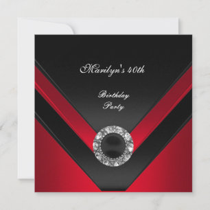 40. Geburtstagsfeier Schwarz-Rot-Diamant-Juwel Einladung