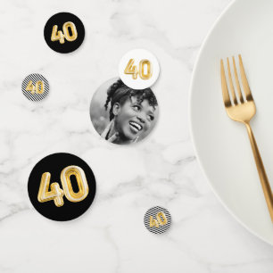 40. Geburtstagsfoto Schwarz Weiß Gold Party Konfet Konfetti