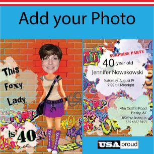 40. Geburtstagsfoxy Lady Fun Face Cut-out Einladung