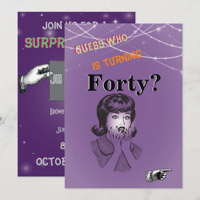 40. Geburtstagsfrauen Party Einladung (Vorne/Hinten)