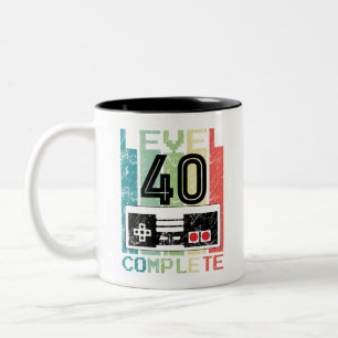 40. GeburtstagsGamer-Geschenk Stufe 40 Vollständi Zweifarbige Tasse