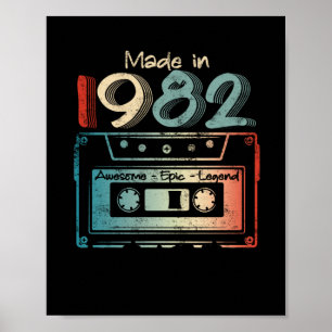 40 Geburtstagsgeschenke Jahr alt 1982 Kassette Poster
