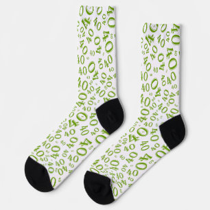 40. Geburtstagsgrün Zufallszahlenmuster Socken
