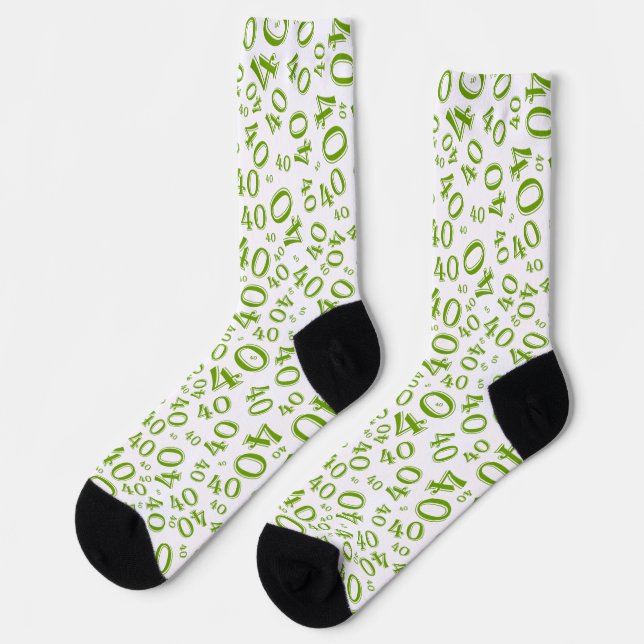 40. Geburtstagsgrün Zufallszahlenmuster Socken (Linkes Detail)