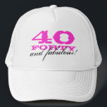 40. Geburtstagshut | 40 und fabelhaft! Truckerkappe<br><div class="desc">Rosa 40. Geburtstagshut | 40 und fabelhaft! Personalisierbare Altersnummer. Niedlich 40 Tage Geschenkidee für Frauen: Mama,  Oma,  Schwester etc.</div>