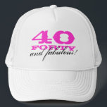 40. Geburtstagshut | 40 und fabelhaft! Truckerkappe<br><div class="desc">Rosa 40. Geburtstagshut | 40 und fabelhaft! Personalisierbare Altersnummer. Niedlich 40 Tage Geschenkidee für Frauen: Mama,  Oma,  Schwester etc.</div>
