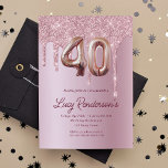 40. Geburtstagskarte für ihren Glitzer<br><div class="desc">Budget 40. Geburtstag Glitzer Einladung Ein modernes,  stilvolles und glamouröses Party zum 40. Geburtstag. Eine Rose aus Imitaten,  die mit Glitzer verstaubt ist. Personalisieren Sie Ihren Namen und Ihre Party-Daten und fügen Sie diese hinzu. Nummer 40 wird mit einem Schriftart im Ballonstil geschrieben,  vorne Skript.</div>