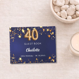 40. Geburtstagsnacht blaue Goldsterne Gästebuch