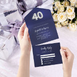 40. Geburtstagsnacht blaue silberne uAwg<br><div class="desc">Ein marineblauer Hintergrund. Die blaue Farbe ist ungleichmäßig. Personalisieren und hinzufügen von Namen,  Party-Details,  UAWG,  Rücksendeadresse und Namen. Nummer 40 ist mit einem Ballon-Stil Schriftart in Imitats Silber geschrieben.</div>