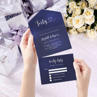 40. Geburtstagsnacht blaue silberne uAwg All In One Einladung