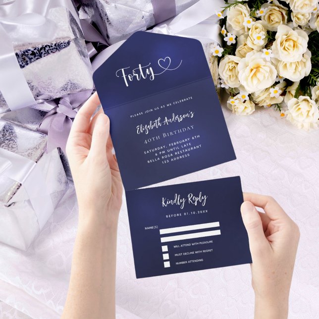 40. Geburtstagsnacht blaue silberne uAwg All In One Einladung (Von Creator hochgeladen)