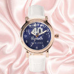 40. Geburtstagsnacht blaue Silberstars Armbanduhr<br><div class="desc">Ein Geschenk für einen 40. Geburtstag. Eine marineblau Hintergrundfarbe mit Imitaten silbernen Sternen. Die blaue Farbe ist ungleichmäßig. Fügen Sie einen Namen,  ein Datum hinzu.</div>